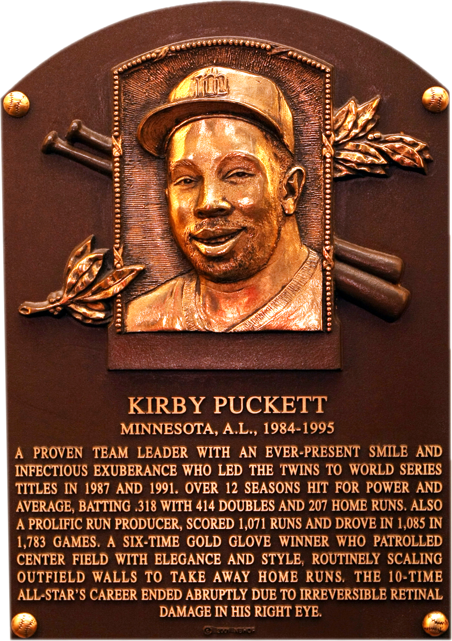 Kirby Puckett's Hall of Fame Plaque.